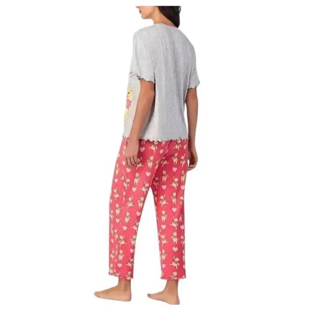 Winnie the Pooh Girls Medium 8 - 10 Short Sleeve Top and Pajama Pants Set NWT